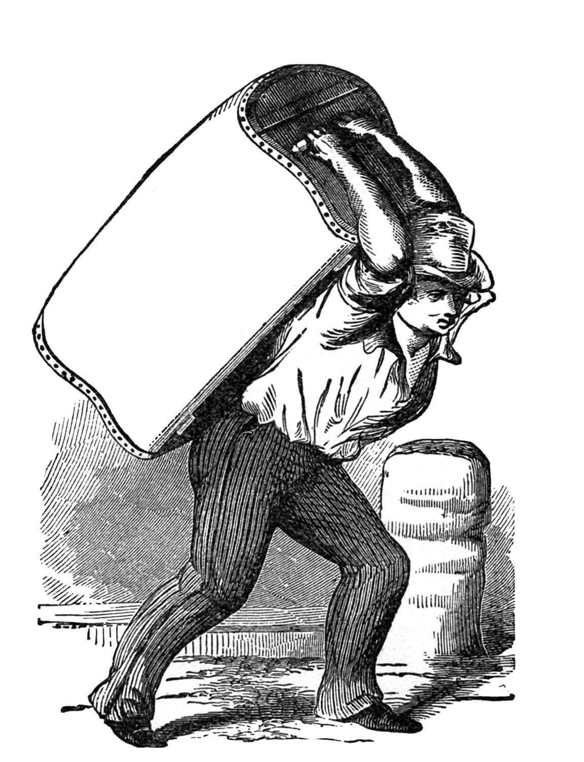 1151x1500 Vintage Clip Art Man With Wooden Trunk