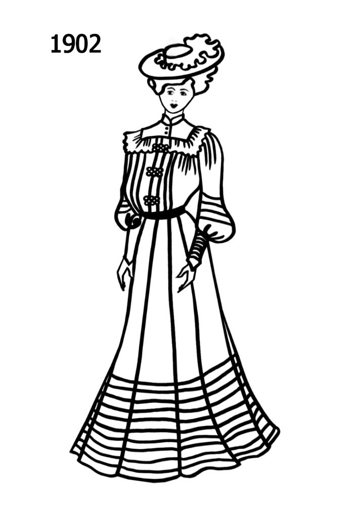 700x1000 Costume Silhouettes 1900 1910 Free Line Drawings