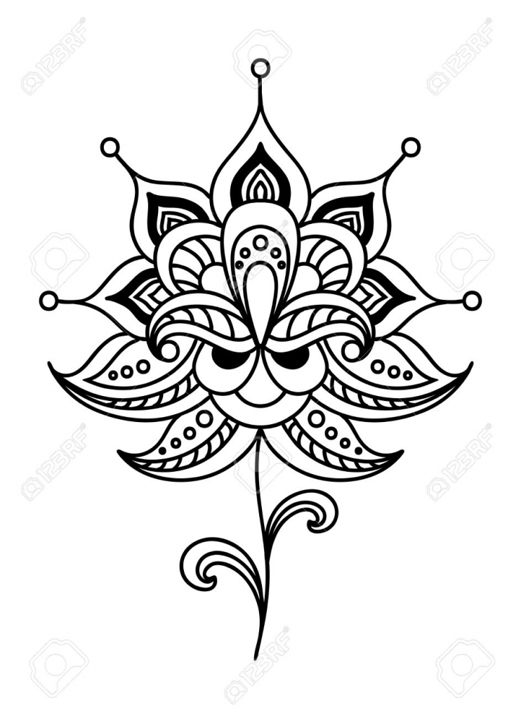 742x1024 Small Flower Drawings Calligraphic Black And White Vintage Floral