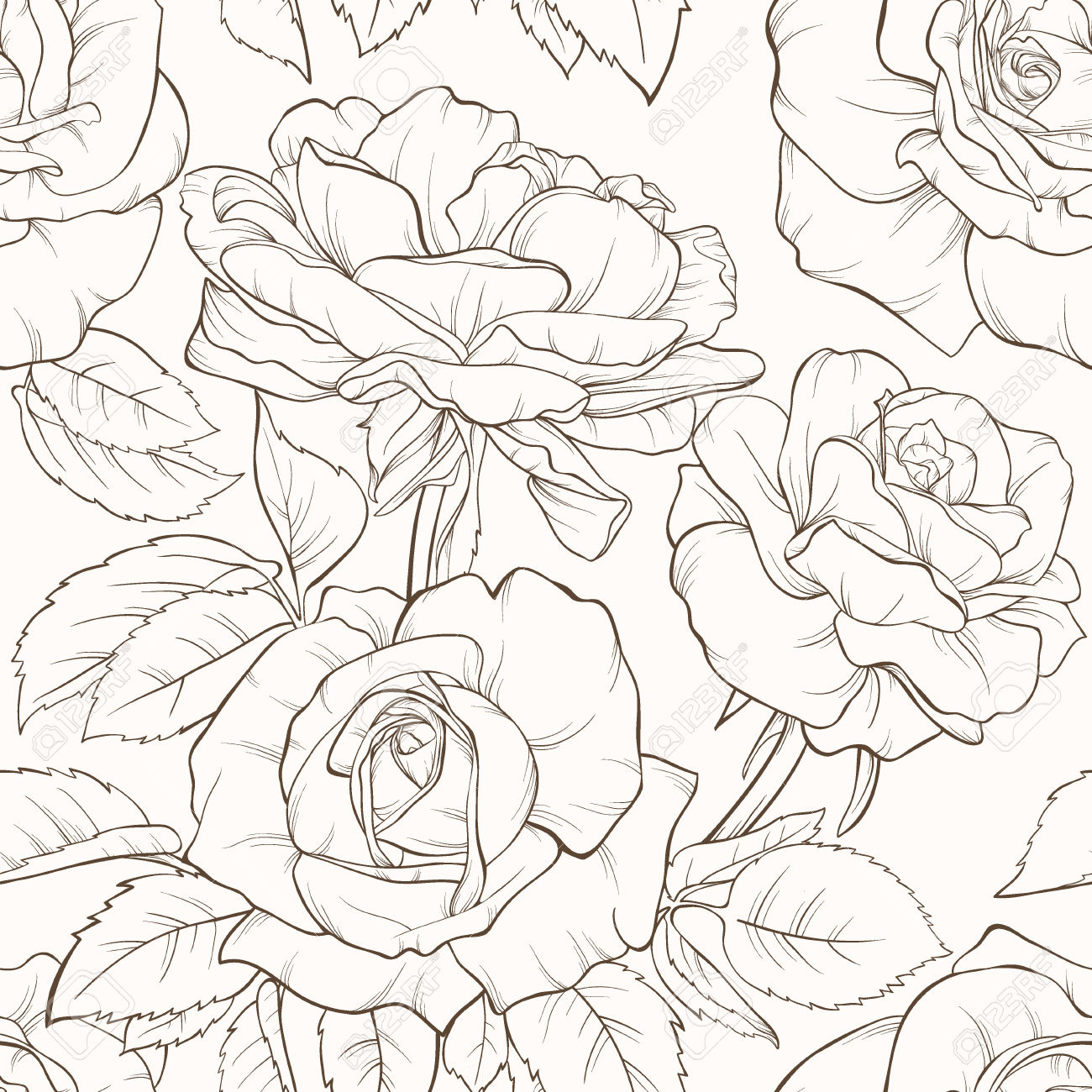 1300x1300 37153151 Vintage Floral Seamless Pattern With Hand Drawn Rose