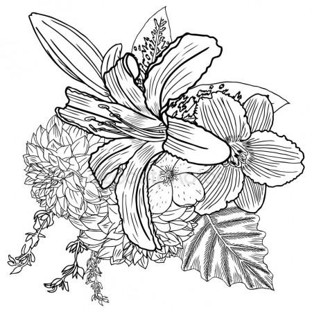 450x450 Vintage Garden Drawing Spring Bouquet Stock Photo Goldenshrimp