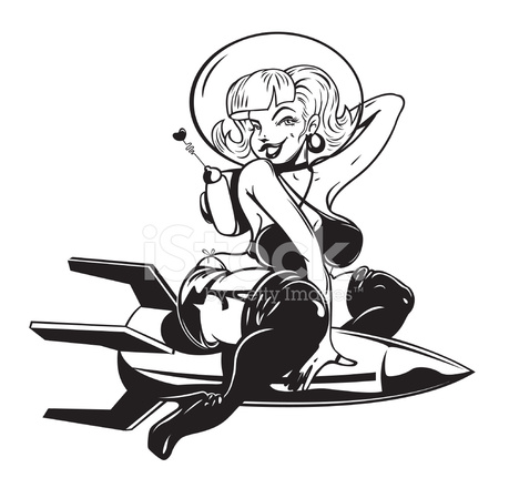 459x440 Vintage Rocket Pin Up Girl Stock Vector