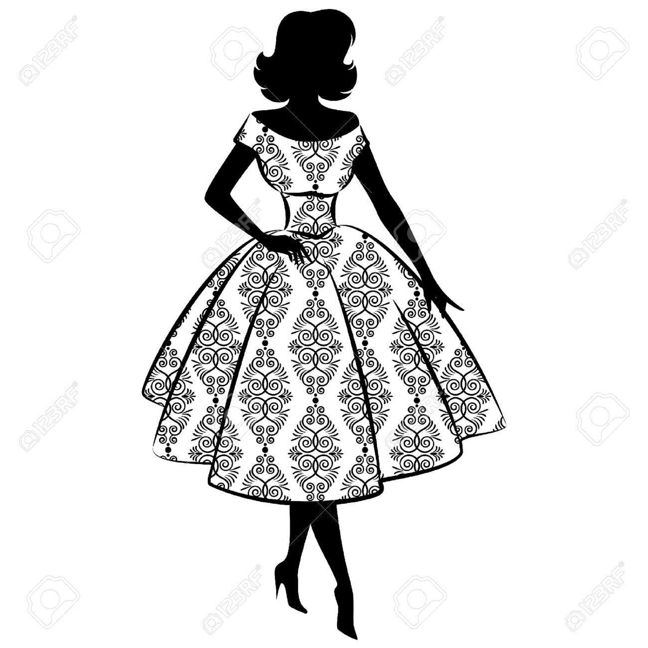 1300x1300 Vintage Silhouette Of Girl Royalty Free Cliparts, Vectors,