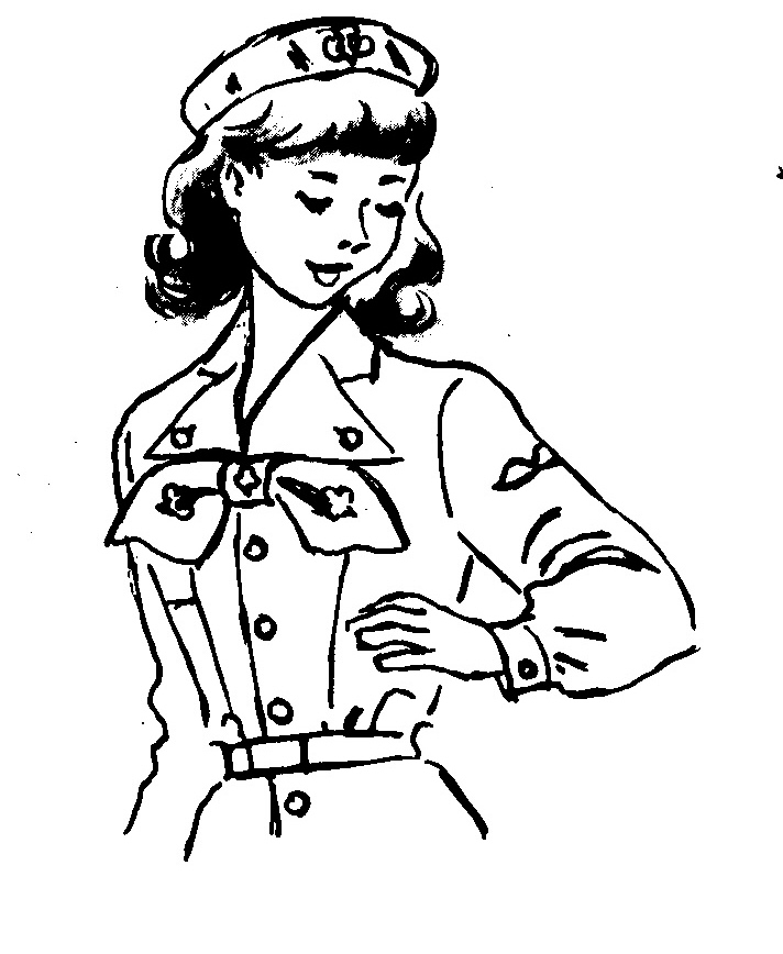 712x868 Vintage Girl Scout Line Art Looking Down