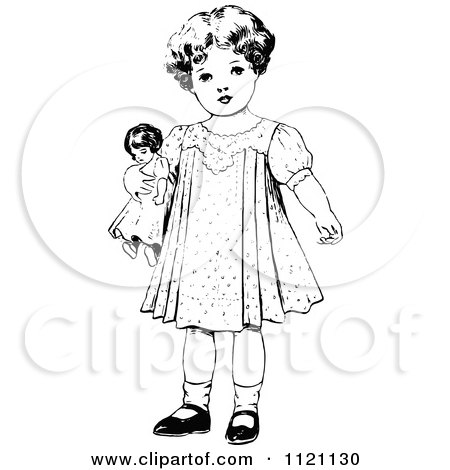 450x470 Clipart Of Retro Vintage Blacknd White Girl Standing