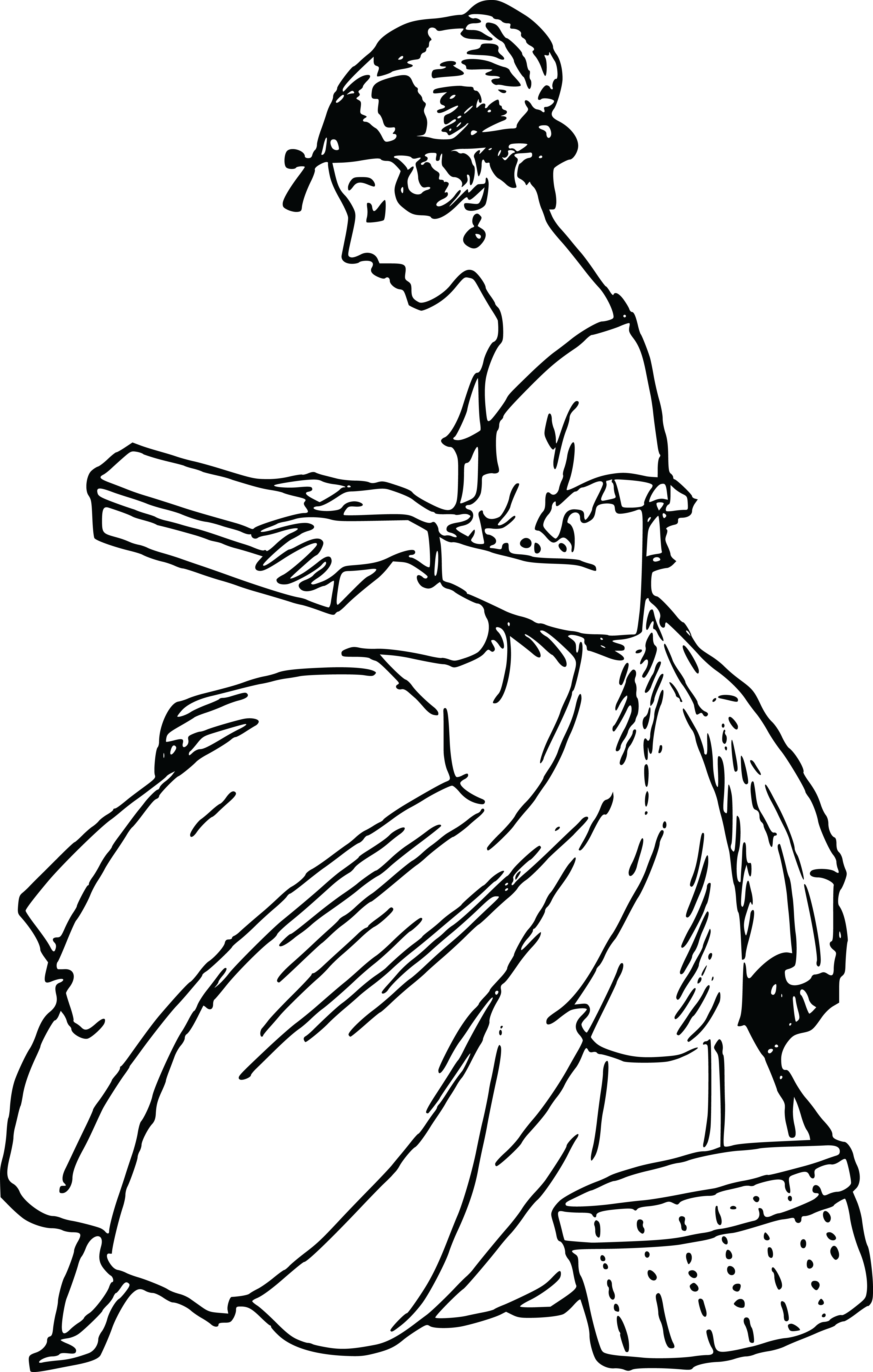 4000x6286 Free Clipart Of A Vintage Woman Reading