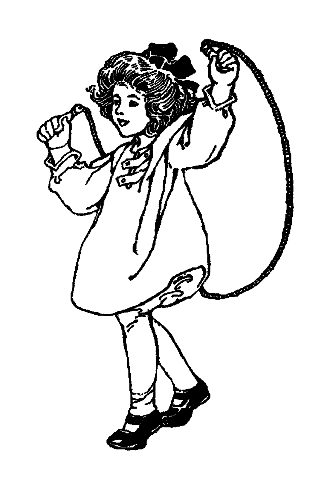 1104x1600 Digital Stamp Design Girl Playing Jump Rope Digital Image Vintage