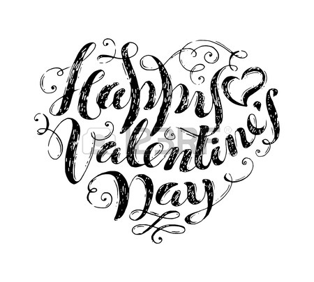 450x405 Happy Valentine's Day! Hand Written Vintage Doodles Text In Shape