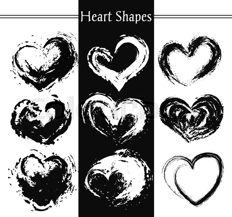 800x749 Set Of Nine Artistic Hearts. Heart Shapes. Heart Retro Shape.heart