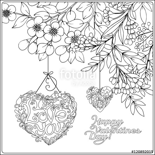 500x500 Vector Decorative Love Heart And Vintage Flowers Card