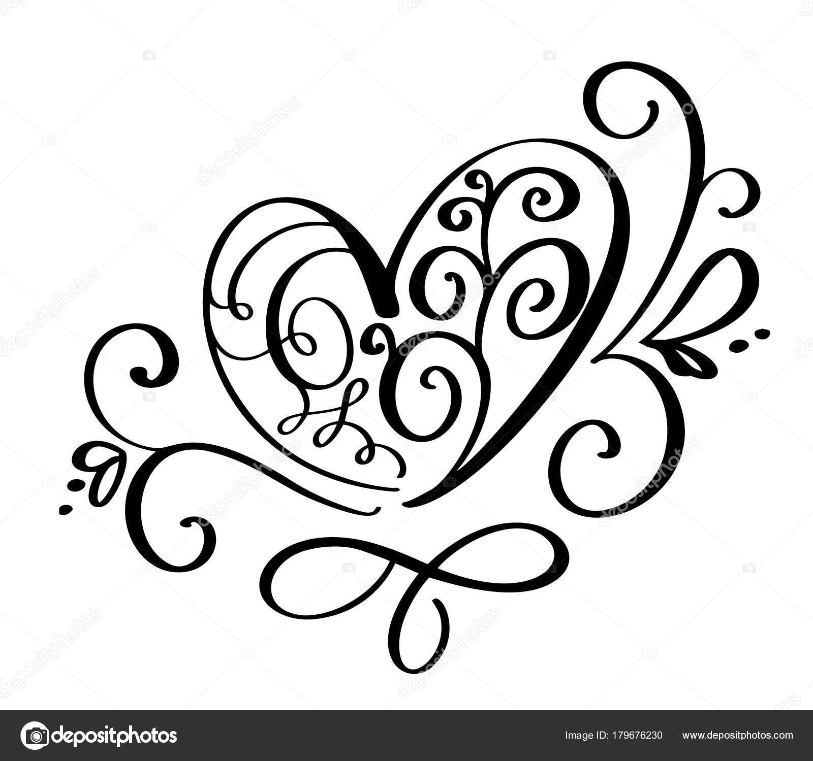 1600x1499 Vector Valentines Day Of Flourish Calligraphy Vintage Hearts. Hand