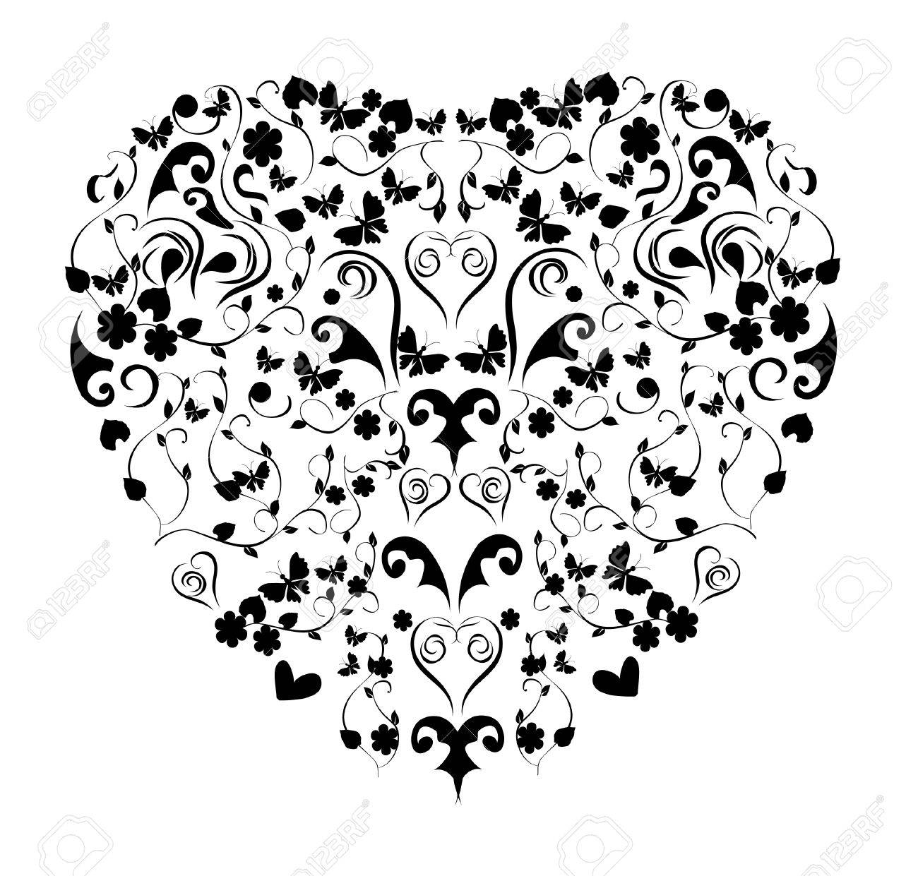 1300x1241 Vector Vintage Floral Heart Royalty Free Cliparts, Vectors,