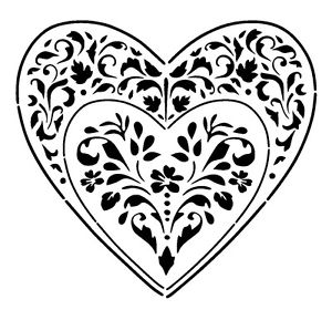 300x289 Vintage Heart Stencil 10 Craft,fabric,glass,furniture,wall Art Ebay