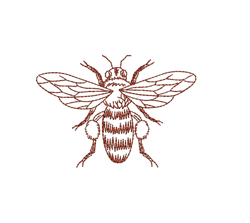 948x846 Honey Bee Vintage Machine Embroidery Design. Bee Linework