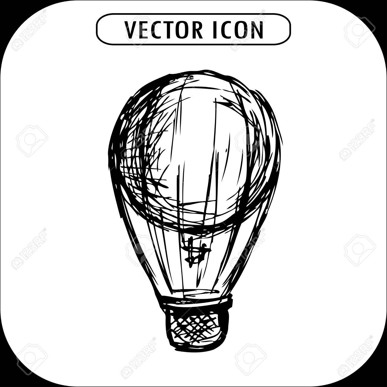 1300x1300 Steampunk Vintage Hot Air Balloon, Hand Drawn Vector Illustration