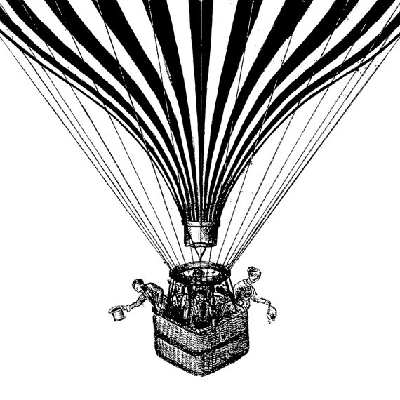 570x570 Vintage Hot Air Balloon Illustration Printable, Vintage Hot Air