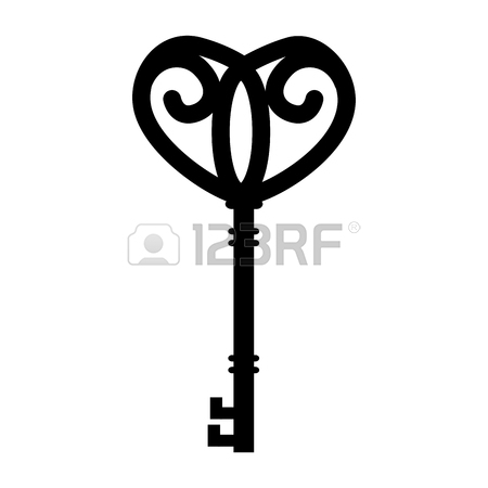 450x450 Key Heart Ornament Old Medieval Concept Retro Vintage Vector