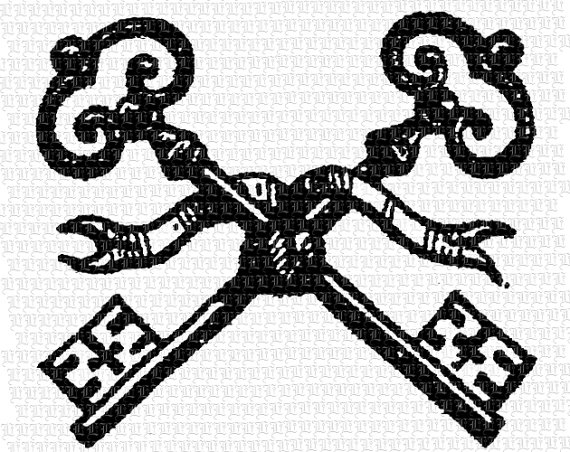 570x452 Crossed Keys Antique Vintage Illustrations High Quality