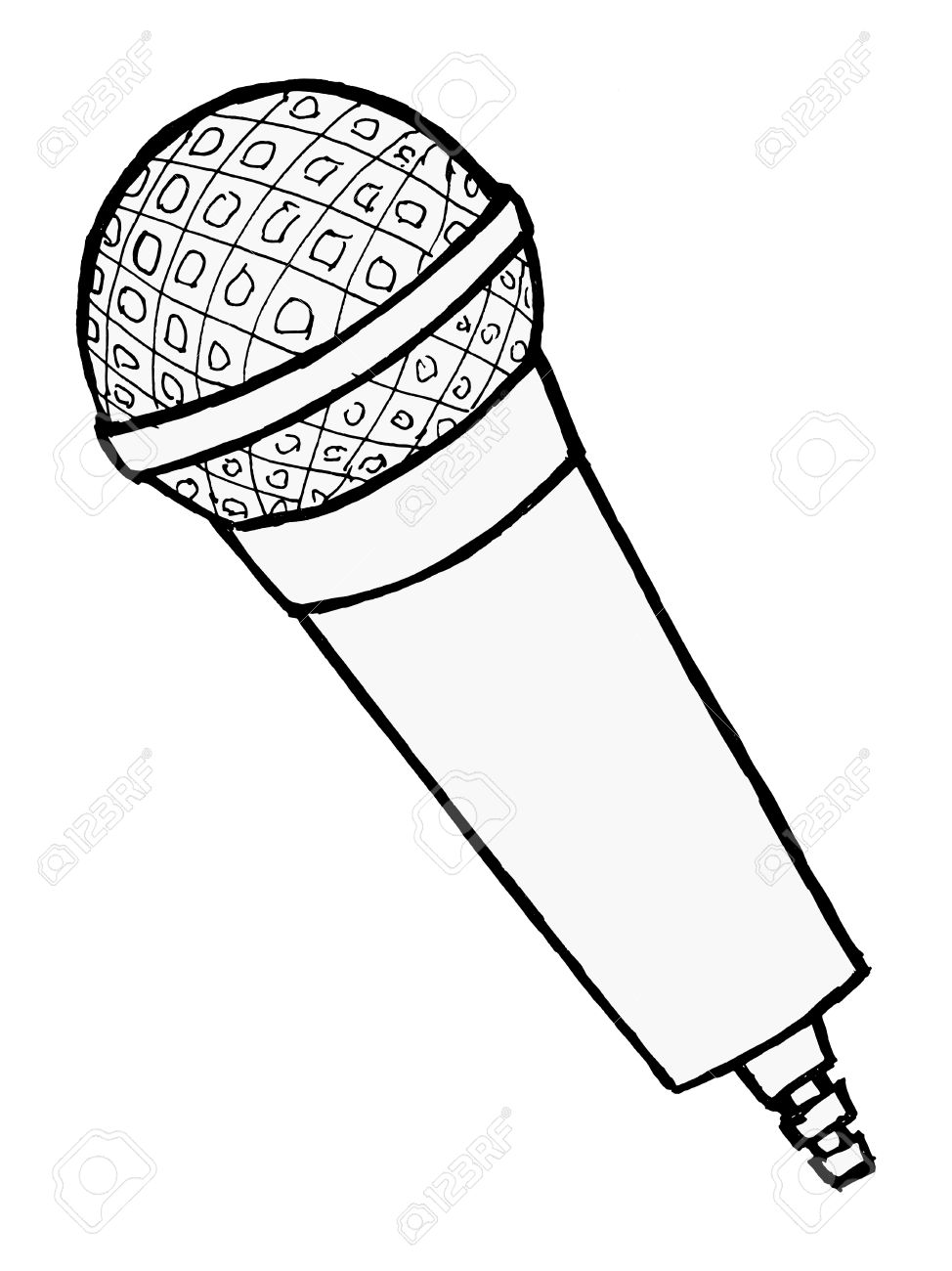 974x1300 Hand Drawn, Cartoon, Illustration Of Microphone Royalty Free