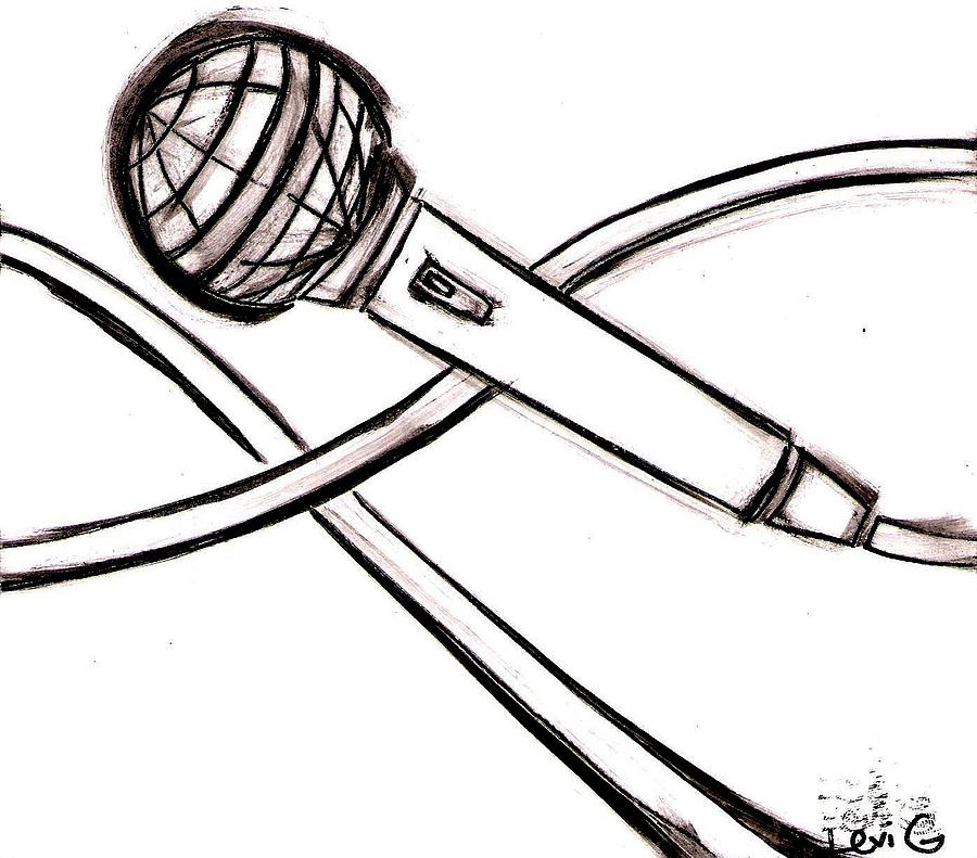 900x791 Microphone Drawing By Levi Glassrock