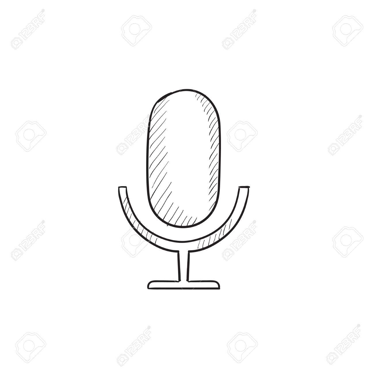 1300x1300 Retro Microphone Vector Sketch Icon Isolated On Background. Hand