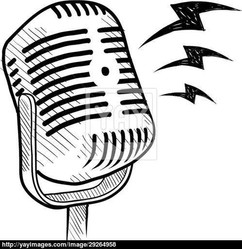 499x512 Retro Radio Microphone Sketch Vector