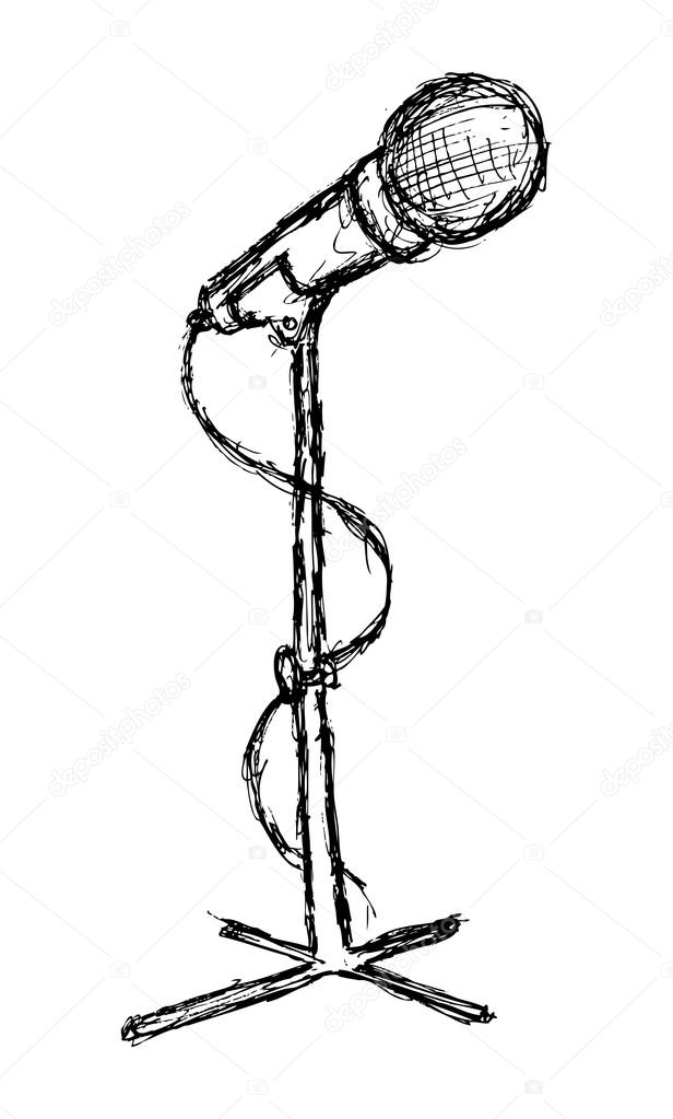 616x1023 Vintage Microphone In Sketchy Style Stock Vector Mhatzapa
