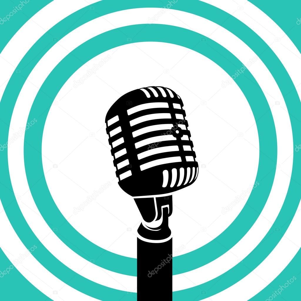 1024x1024 Vintage Microphone. Black Vector Silhouette Stock Vector Mssa