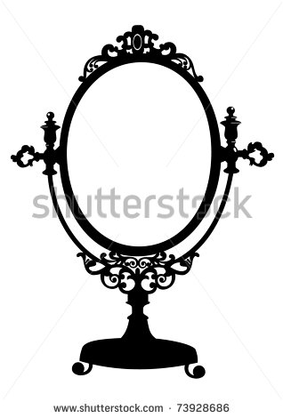 318x470 Vintage Hand Mirror Drawing