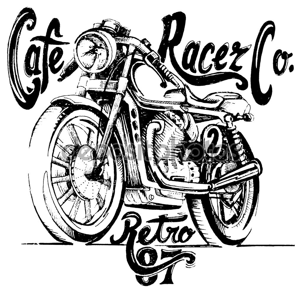 Vintage Motorcycle Drawing at GetDrawings | Free download