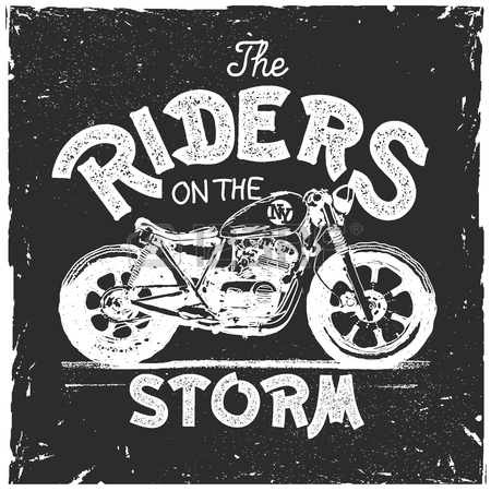 450x450 Vintage Motorcycle Hand Drawn T Shirt Print. Royalty Free Cliparts