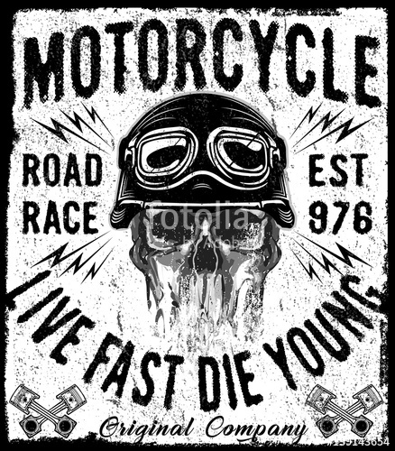 438x500 Vintage Motorcycle Hand Drawn Vector Tee Graphic Design Stock