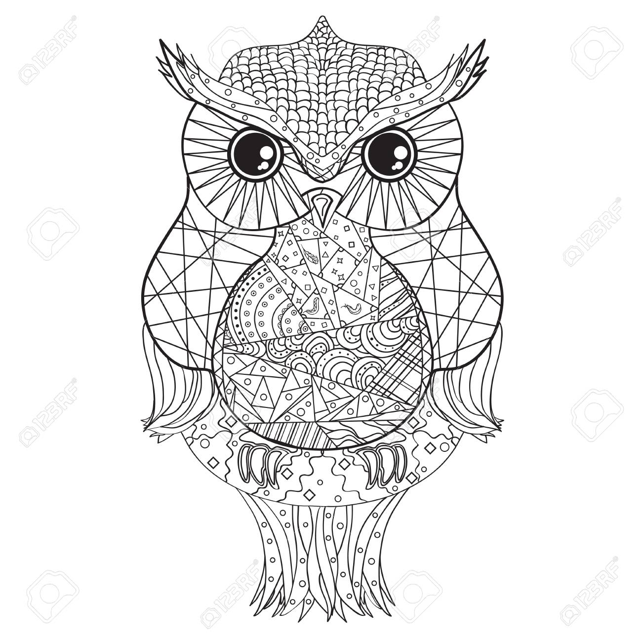 1300x1300 Owl. Design Zentangle. Detailed Hand Drawn Vintage Owl