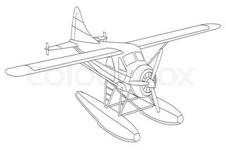 320x213 Engineering Blueprint Of Plane. Top View Of Hydroplane. Industrial