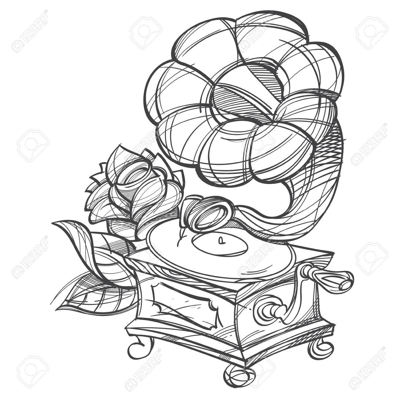 1300x1300 Gramophone. Ancient Musical Instrument. Vintage Household Items