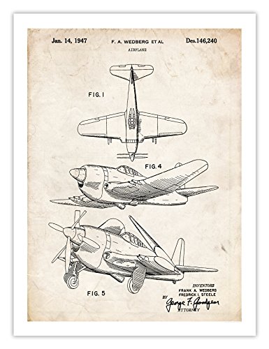 385x500 Military Airplane Design Poster 1947 Us Patent Art Retro Print