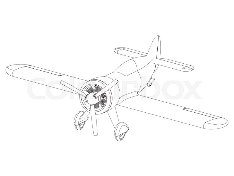800x600 Vector Isolated Propeller Plane Drawing. Clip Art Stock Vector