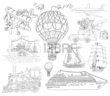 450x392 Vintage Card With Old Plane And Banner, Hand Drawn Illustration