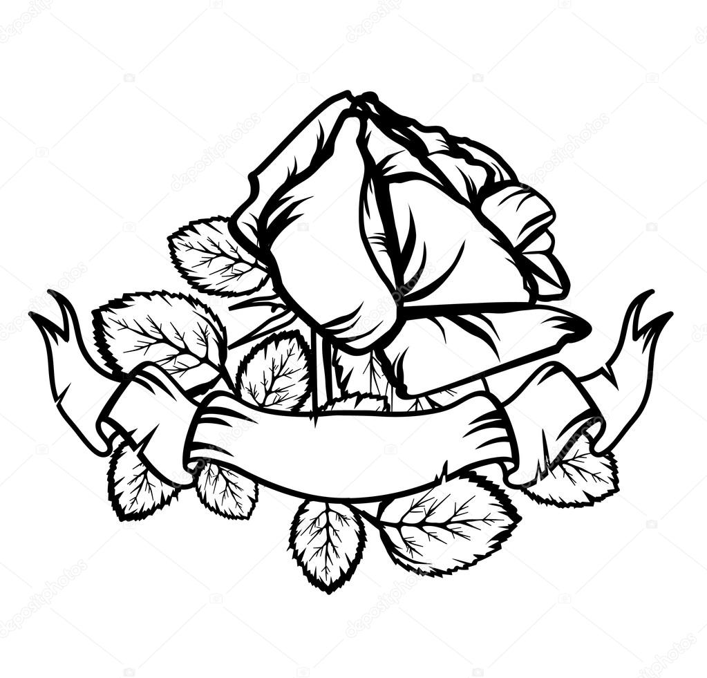 1023x981 Vintage Rose And Banner Stock Vector S Razvodovskij