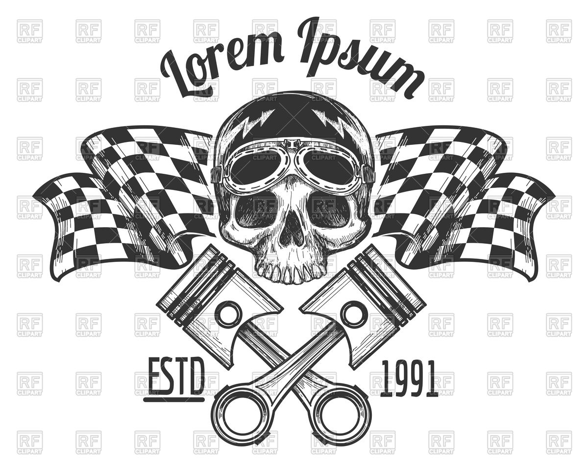 1200x960 Vintage Biker Rider Skull Tattoo Banner Royalty Free Vector Clip