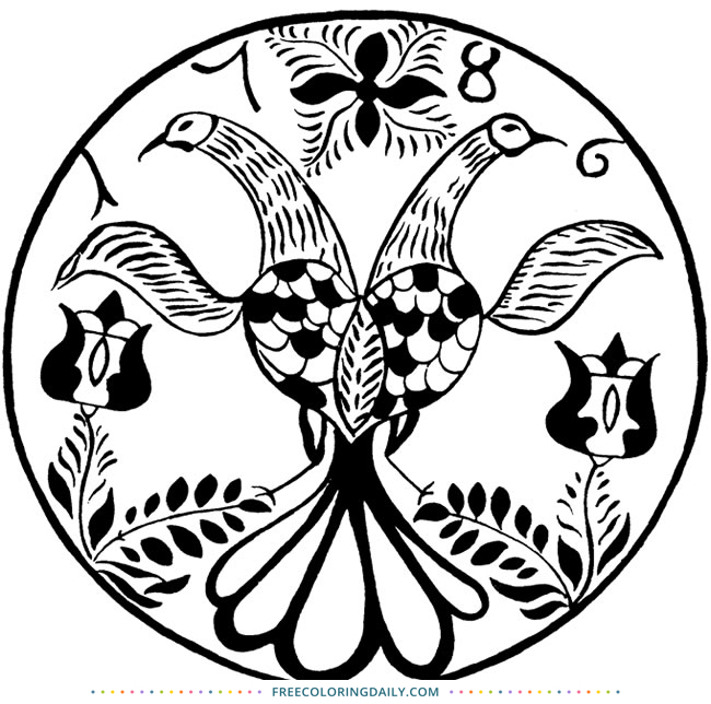 650x644 Free Coloring Vintage Birds Free Coloring Daily