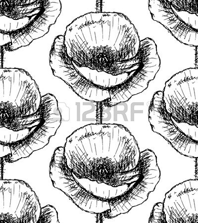 400x450 Sketch Poppy, Bee And Sparrow In Vintage Style, Vector Royalty