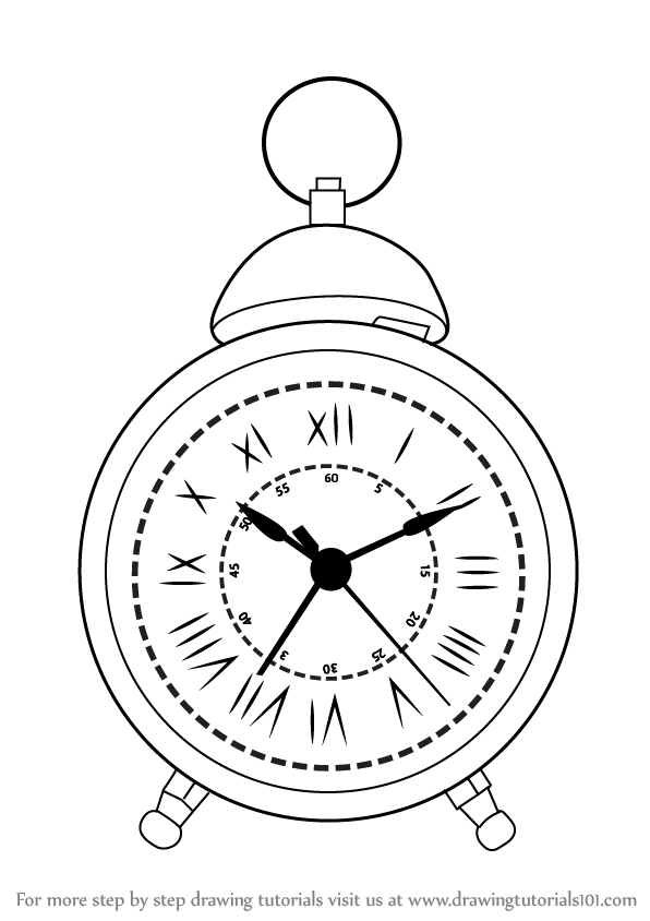 596x844 Learn How To Draw A Vintage Clock (Vintage Items) Step By Step