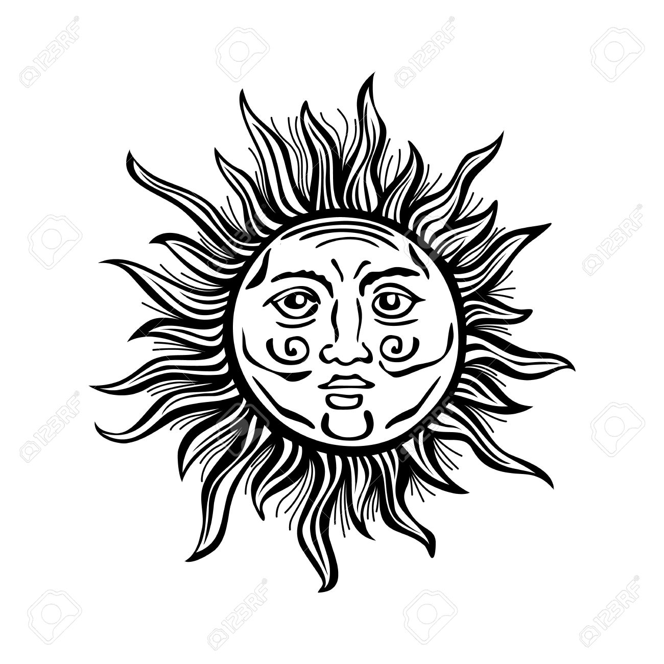 1300x1300 Sun Retro Vintage Vector Folklore Art Classic Decoration Design