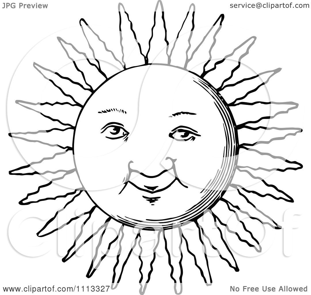 1080x1024 Clipart Vintage Black And White Sun Face