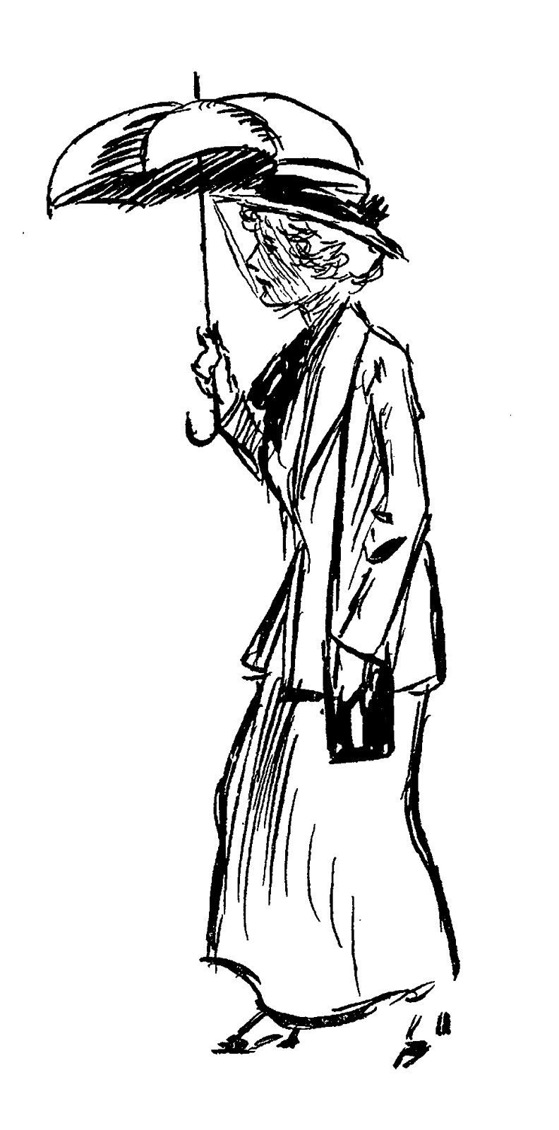 792x1600 Digital Stamp Design Vintage Illustration Women Holding Umbrellas