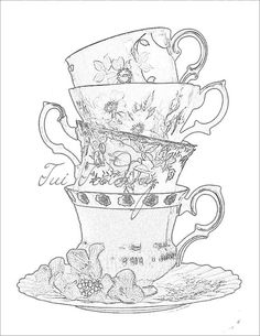 236x305 Clipart Tea Cups Amp Saucers, 12 Digital Images For Instant Download