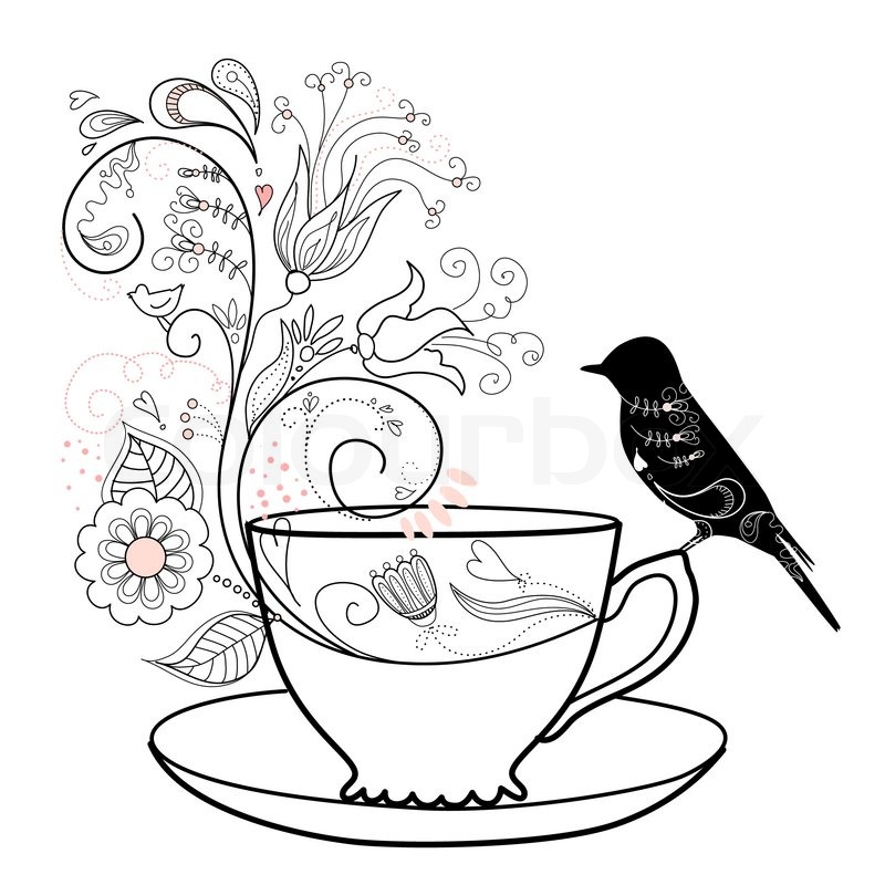 800x800 Conceptual Graphic Sketch With Tea Cup And Bag Afternoon Tea