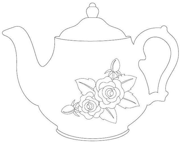 640x509 Teacup Sets And Teapot Coloring Pages