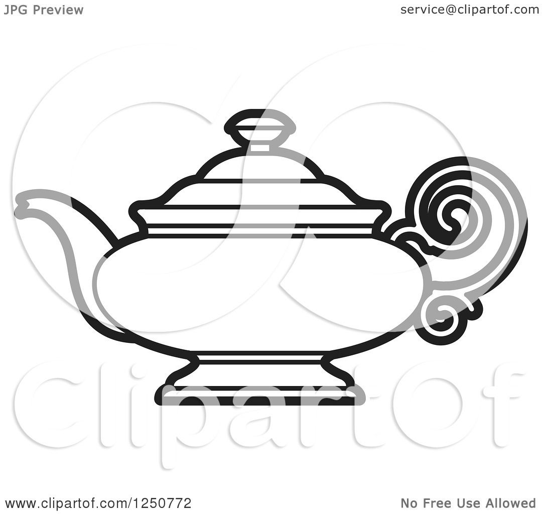 1080x1024 Clipart Of A Black And White Tea Pot